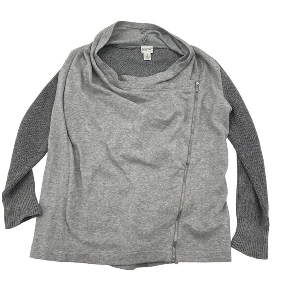 Zenergy By Chicos sz 1 Med Women's Lightweight Gray Pullover Sweater Asymmetric - Picture 1 of 5